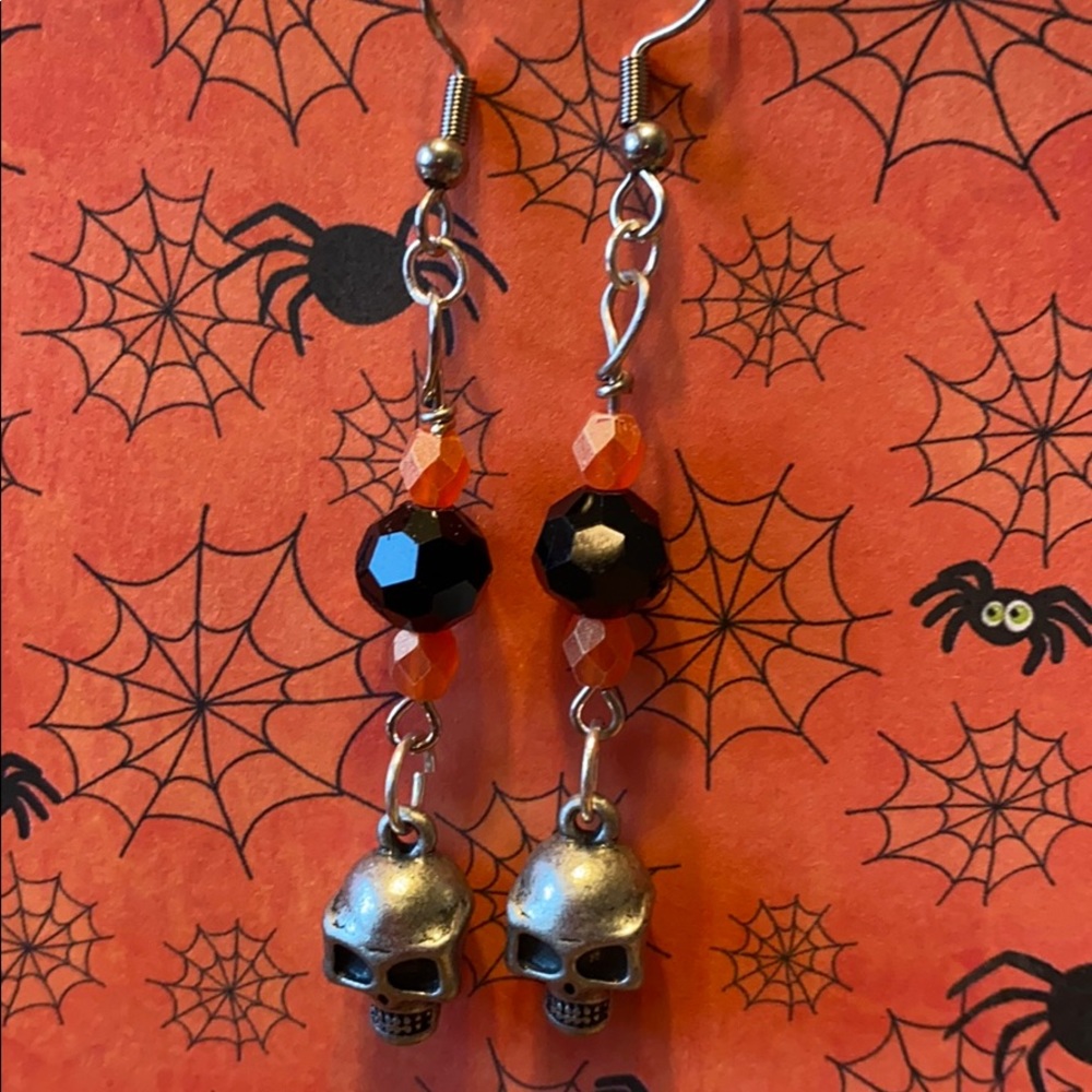 Fun handmade Halloween skull earrings